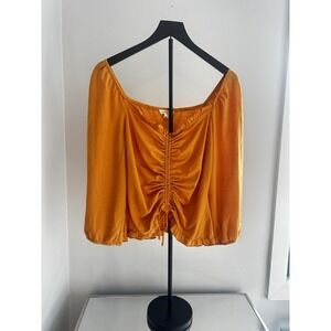 The General‎ Good Women's Large Mustard Off Shoulder Ruched Front Blouse Top